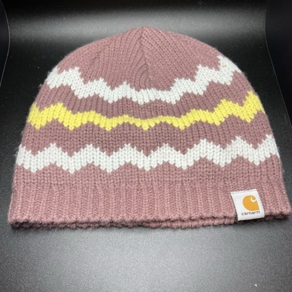 Carhartt Beanie 2010 Season Light Purple Winter Hat With Wave Stripes Tobogan - Picture 1 of 3